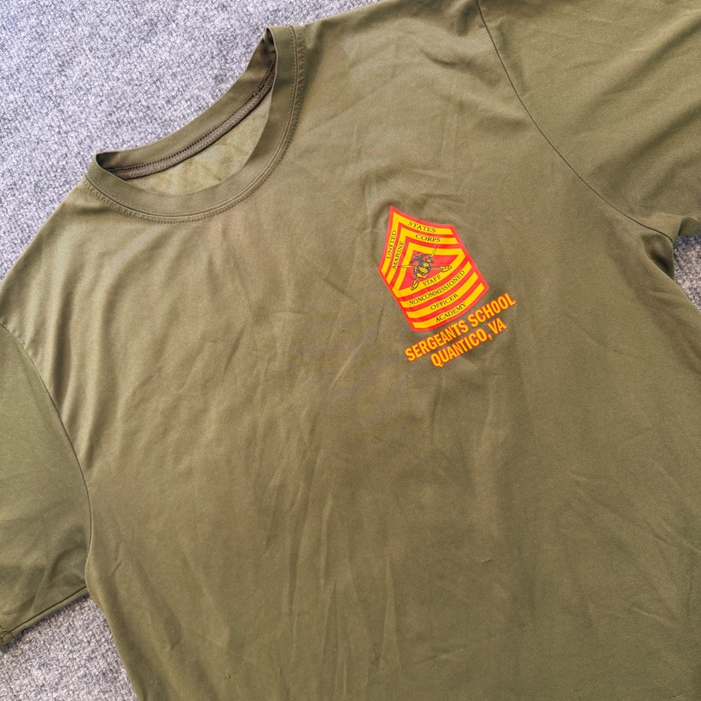 USMC Sergeants School Quantico VA Shirt Large Green Sergeant of Marines Tee